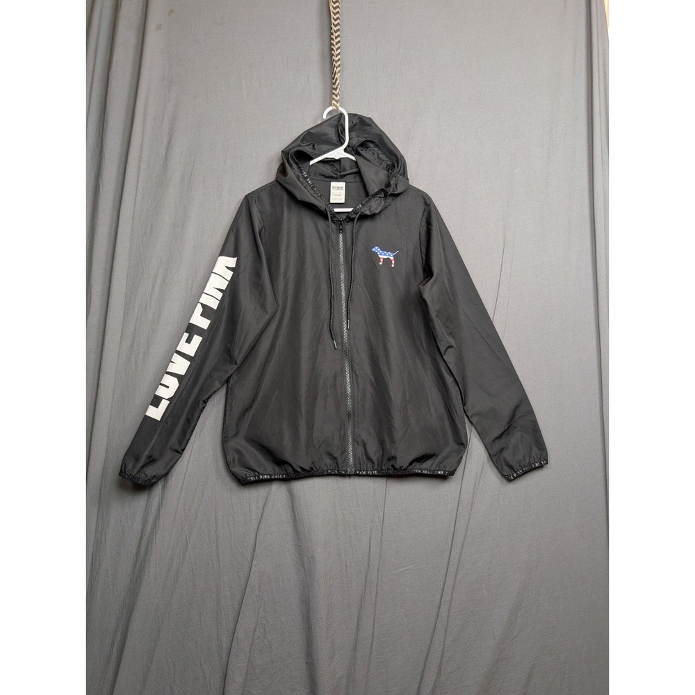 Victoria's Secret Pink  USA Full‎ Zip Up  Jacket Black XS-S